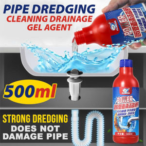 Powerful Clog Remover 500ML Dissolves Grease/Hair/Oils Dredging Agent Sink Drain Cleaner for Kitchen Sewer Toilet Brush Clogging Cleaning Tools Sink Drain Pipes Cleaner Professional Cleaning Sink Drain Toilet Bathroom Dredge Hair Filter