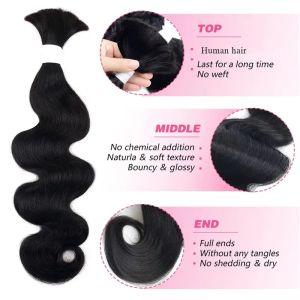 100g Body Wave Human Hair Bulk For Braiding No Weft Bundles Human Braiding Hair For Boho Braids Raw Human Hair Extensions