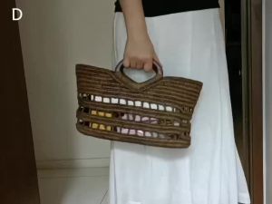 DaVee Handmade woven Raffia straw bag tote bag top-handle straw bag large basket bag beach bag