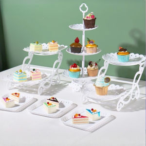 Rectangle Serving Platters Cake Tray Stand Dessert Stand Buffet Set Tray Cupcake Stand Candy Tray For Birthday Party