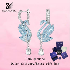 💎 Swarovski 💎 Womens fashion earrings S925 sterling silver swan blue crystal gemstone 5660593 swan earrings Valentines Day gift Birthday gift