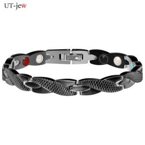 Magnet Negative Ion And Germanium Energy Wristband Silver Plating Bracelet for Women Men