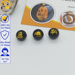 Vòng tay mã não đen tam hợp thân tý thìn - size 8 10 12ly - có khai quang điểm nhãn may mắn tài lộc - bảo hành 12 tháng - PHONG THỦY ANH VŨ