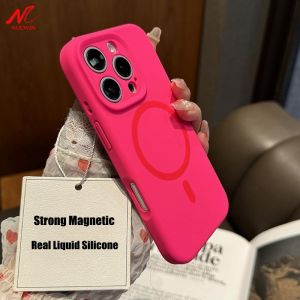 Fashion Liquid Silicone Strong Magnetic For Magsafe Case For iPhone 17 Pro 16 15 14 Plus 13 12 Pro Max Solid Shockproof Fundas