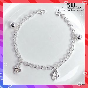 SilverWholesale #BB220 Original Silver"Minnie mouse"Kids/Baby/Newborn Anklet Bracelet(Rantai Kaki/Tangan/Gelang Kanak/Budak/Bayi)