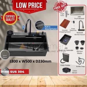 [KINGSMAN] Topmount Single Bowl Kitchen Sink Stainless Steel 304 Nano Mini HoneyComb Kitchen Sink Nanograin Dapur Multifunction Sink