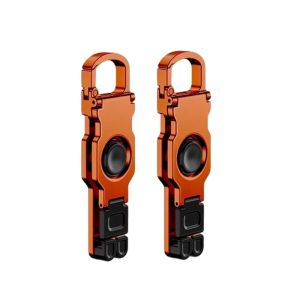 【ECILY🔥4pcs】3 In 1 Fidget Spinner Phone Stand Keychain ABS Plastic Foldable Portable Stress Relief Toy Black Orange 8.9x2.5cm