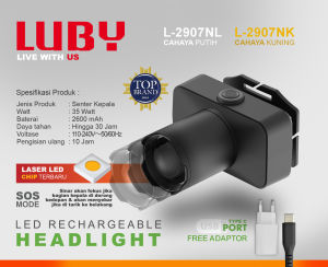 Luby Senter Kepala L-2905NL Rechargeable Head Lamp