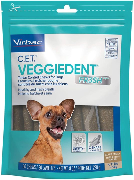 Virbac CET VEGGIEDENT FR3SH Tartar Control Chews for Dogs 30 count