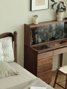 Dressing Table Black Walnut Vanity Table All Solid Wood Makeup Table Simple Modern Storage Cabinet