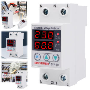 Vktech 80A 220V Under Voltage Protective Device Protector Relay Din Rail Dual Display Adjustable Over Voltage Current Protector Over Under Voltage Protection