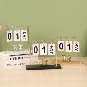 GONUUWGL Phong cách Ins Lịch xoay Gấu Ổn định Đơn giản Lật Lịch Vạn Niên Di động Dễ thương Lịch lật trang Máy tính để bàn