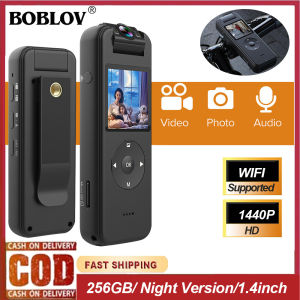 BOBLOV กล้อง WIFI Body Camera 2K HD 1440P กล้องแอ็กชันกีฬาสวมใส่ร่างกายหมุนได้180 ° กล้องวีดีโอวิดีโอไฟ LED กล้องวิดีโอรถจักรยานยนต์กล้องติดรถยนต์พร้อมเข็มขัดปรับได้สำหรับ Vlog