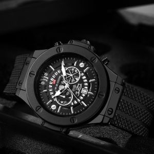 HAMURA COD J9 Jam Tangan Pria Silikon Analog Quartz Tahan Air Free Box Jam Tangan Pria Bisnis Cross Border Strap Kulit Rubber Berongga Jam Tangan Pria Analog VAVAVOOM