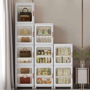 READY STOCK [1/3/4 Layer] Cube Rack Stackable Storage Box Tier Storage Cabinet Organizer Shelf Wardrobe With Wheels Bag Shoes Food Rak Serbaguna Kitchen Rack