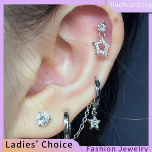 [COD] liuchuanbing Jewellery 1ชิ้นต่างหูรูปดาวสีเงินต่างหูแบบเจาะรูหูคู่ต่างหูแฟชั่น Y2K สุดฮอตสำหรับเครื่องประดับผู้หญิง