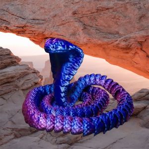 BEIBEI Multicolor 3D Printed Snake 30/45/60cm Realistic 3D Printing Model New Year Decoration PLA Cobra Ornament  Ornament