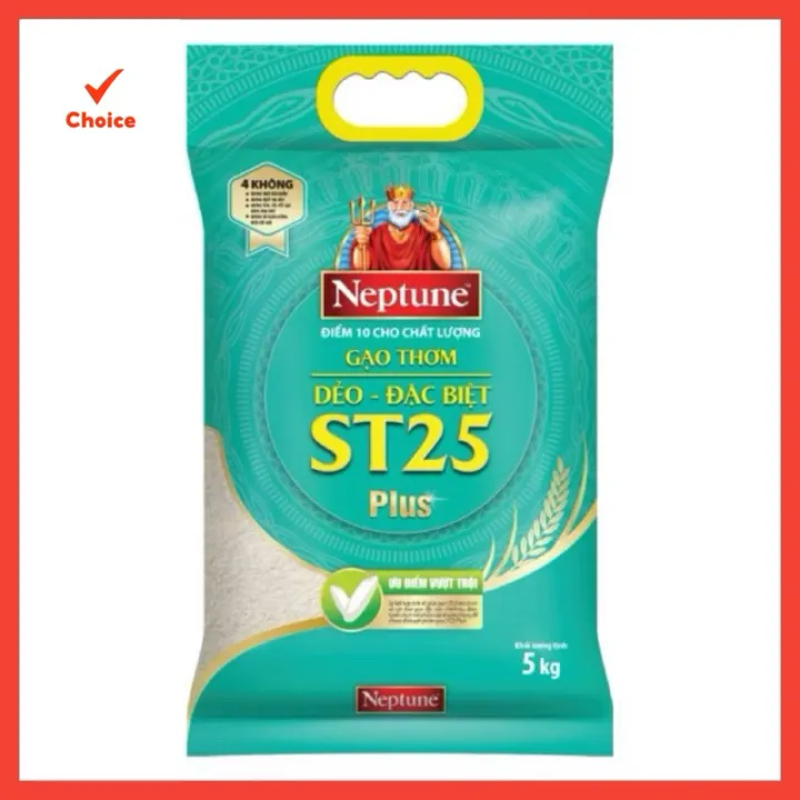 Gạo St25 Plus Neptune túi 5kg - Dẻo thơm đặc biệt - Hàng chính hãng