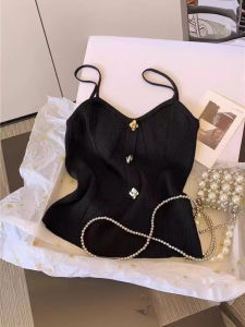 ONEFASHIONMALL Atasan Tanktop Singlet Wanita Tank Top Bra Seksi Model Kancing Tanpa Lengan Rajut Vneck Knitwear BR234
