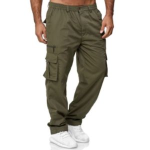 Popular Cargo Pants for Men – Casual Sports Pants with Multiple Pockets Elastic Waistband Durable Outdoor Work Trousers for Hiking Camping and Everyday Use