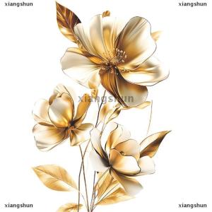 [COD] xiangshun Gold Relief Flower Decoration Wall Sticker Porch Bedroom Living Room Study Background Landscaping Wall Sticker