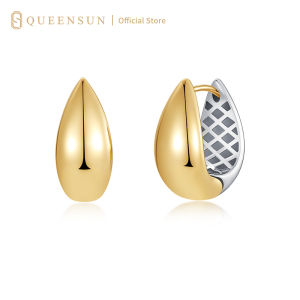 18k Gold Two-Tone Pear-Shaped Hoop Earrings | Minimalist Bicolor Drop Hoop Studs |  Daily Wear Gold Hoop Studs | Luxury Drop Earrings | 18K 金水滴形双色金银耳钉 轻奢圈形耳环 双色耳饰 日常百搭耳饰