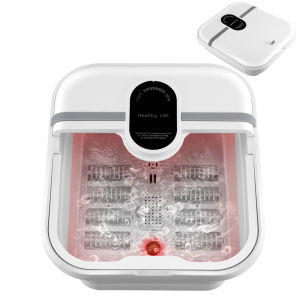【Local Shipping】Foot Spa Massager With Adjustable Heat Infrared Bubble Foldable Foot Bath With 8 Soothing Shiatsu Massage Rollers Grinding Stones Smart Timer&Keep Warm Function