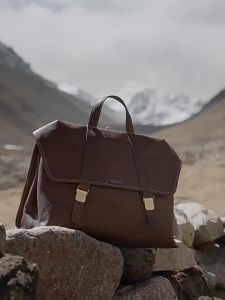 Li Nas style Song Mountain Hiking Travel Briefcase Large Capacity Single Shoulder Crossbody Commuting Genuine Leather Backpack
