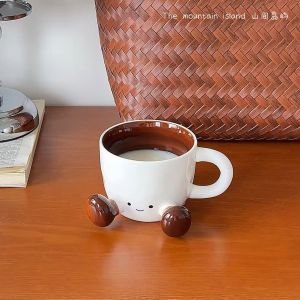 Cute Afternoon Tea Set Snack Dessert Plate Milk Latte Art Coffee Mug Childrens Tableware Hand Painted Ceramic Cake Tray