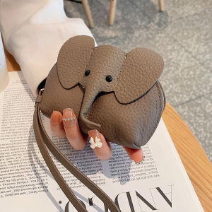 Smart King Litchi Grain Coin Purse for Women Cowhide Elephant Cute Keychain Pendant Compact Genuine Cow Leather Clutch Bag 6289