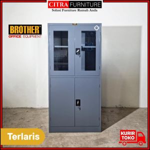 BROTHER Lemari Arsip Kantor 2 Pintu Besi kaca B 207 | Filling Cabinet File Dokumen