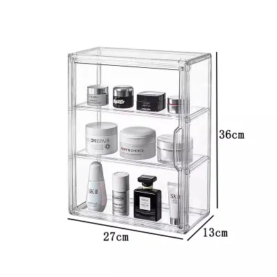 Transparent Storage Rack Acrylic Display Case Cosmetics Storage Organizer Desk Storage Stackable Magnetic Dustproof Box Water Cup Storage Rack