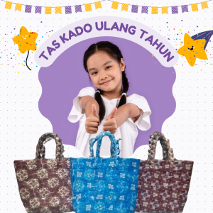 Tas souvenir anak daur ulng Bungkus pop es Kerajinan Anyaman Pelastik Tas Belanja Unik Sayur dan buah