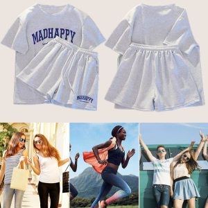 Loose Large Size Summer Sports Suit Casual Short Sleeve T Shirt Shorts Two Piece Set Loose Western Style Leisure Sports Running Shorts Two-piece Set