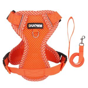 ER52858 Adjustable Dog Harness Set with Traction Rope Escape Proof Pet Walking Vest Sturdy Multi-color Jacket Harness Cat Walking
