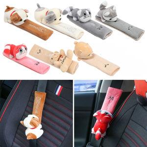 SADSAF Comfortable Puppy Animal Seatbelt Cover Auto Seat Belts Covers Plush Shoulder Car Seat Cover Pink Cat