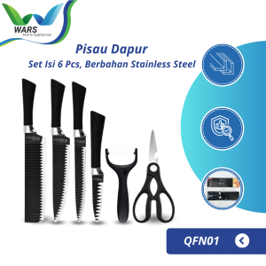 WARS Pisau Dapur Set Isi 6 Pcs Knife Stainless Steel Coating Wave