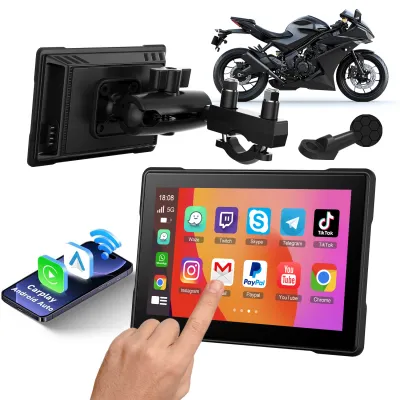 Motorcycle Carplay Screen Android AutoWireless Apple CarPlay G.PS Navigation for Motorcycle 5 inch Waterproof Touch Screen Dual Bluetooth Support Siri/Google voice control
