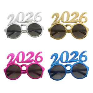 Party Ready 2026 Themed Eyewear Round Lens Design Festive Celebration Glasses Practical PC Festival Glasses For Women