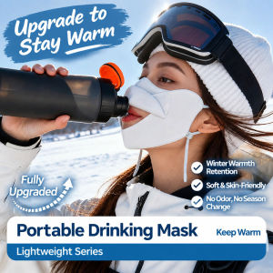 Drinkable Flip Open Face Mask Full Face Fleece Cover Thermal Warm Mask Washable Reusable for Outdoor Sports Travel Cycling and Winter Activities