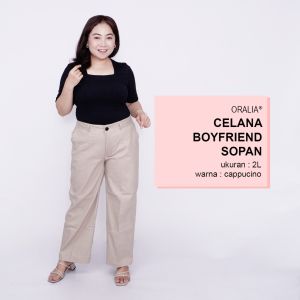 Celana Kerja Kantor Big Boyfriend Sopan Wanita / Celana Wanita Jumbo Keren / Celana Kerja Seragam Wanita Bigsize / Celana Bahan Wanita Formal Super Jumbo Kekinian