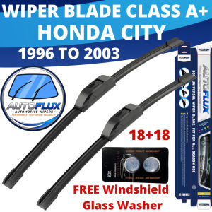 AutoFlux Wiper Blade Class A+ Honda City 1993 To 2003  FREE Windshield Glass Washer  18+18
