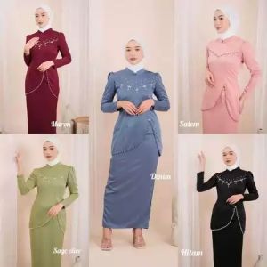 NEW Oneset Felicya Baju Kurung Melayu Dress Pesta Setelan Wanita Baju Kondangan Full Payet 2024