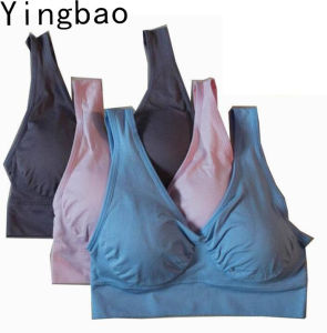Yingbao 3pcs S-7XL Seamless Stretchy Sports Yoga Wirefree Bra with Removable Pads for Women Ladies Full Support plus size
