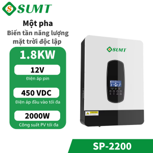 SP-2200 Biến Tần Năng Lượng Mặt Trời 1800W Off Grid Sóng Sin Chuẩn Tích Hợp Bộ Điều Khiển Sạc MPPT Hỗ Trợ Pin Lithium Hệ Thống Điện Mặt Trời Gia Đình