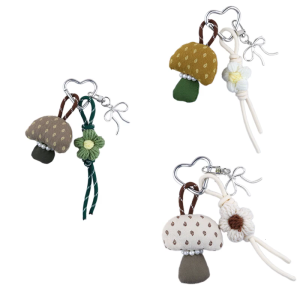 Flowers Keychain Heart Keyring Backpack Handbag Pendant Creative Car Key Chain Cartoon Mushroom Bag Charm Decorations