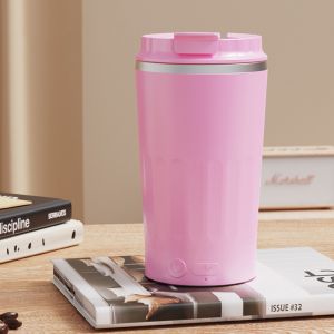 JUVIAAL USB Rechargeable Self Stirring Mug Stainless Steel 400ML Electric Coffee Mug Portable Intelligent Temperature ic Tea Cup Coffee