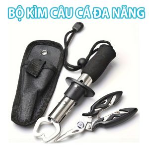 Combo kìm kẹp cá và kéo gỡ mồi đa năng chất liệu thép không gỉ dành cho người thích câu cá