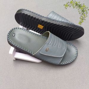 Dép nam quai ngang da bò DT21 đế đúc dẻo mỏng nhẹ may viền chắc chắn quai  bản xé dán tiện lợi