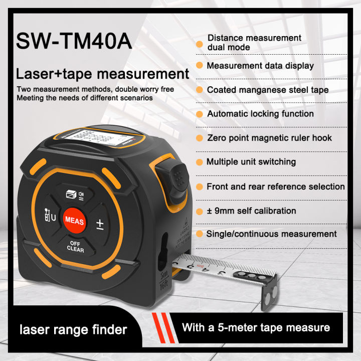 SNDWAY rangefinder with 5-meter tape measure, portable laser measuring ...